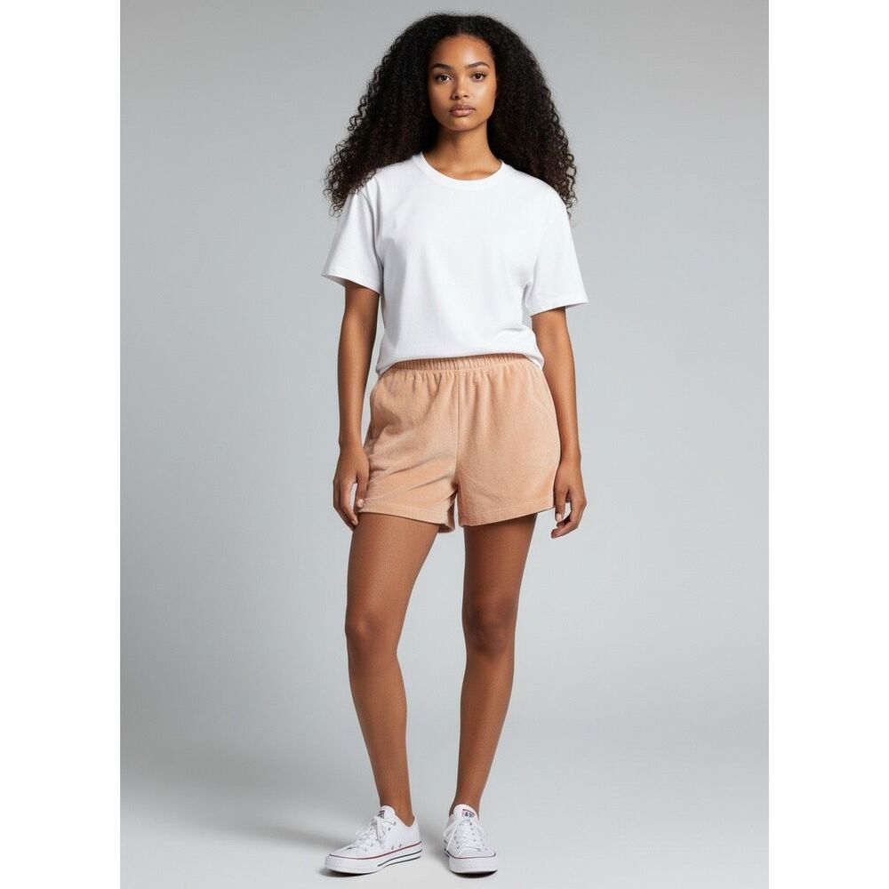 Aerie Velour Tan Pull-On Casual Loungewear Shorts Cotton Blend Size Small